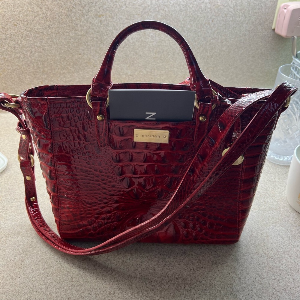 Brahmin Mini Arno Tote Lacquer Red Glossy
